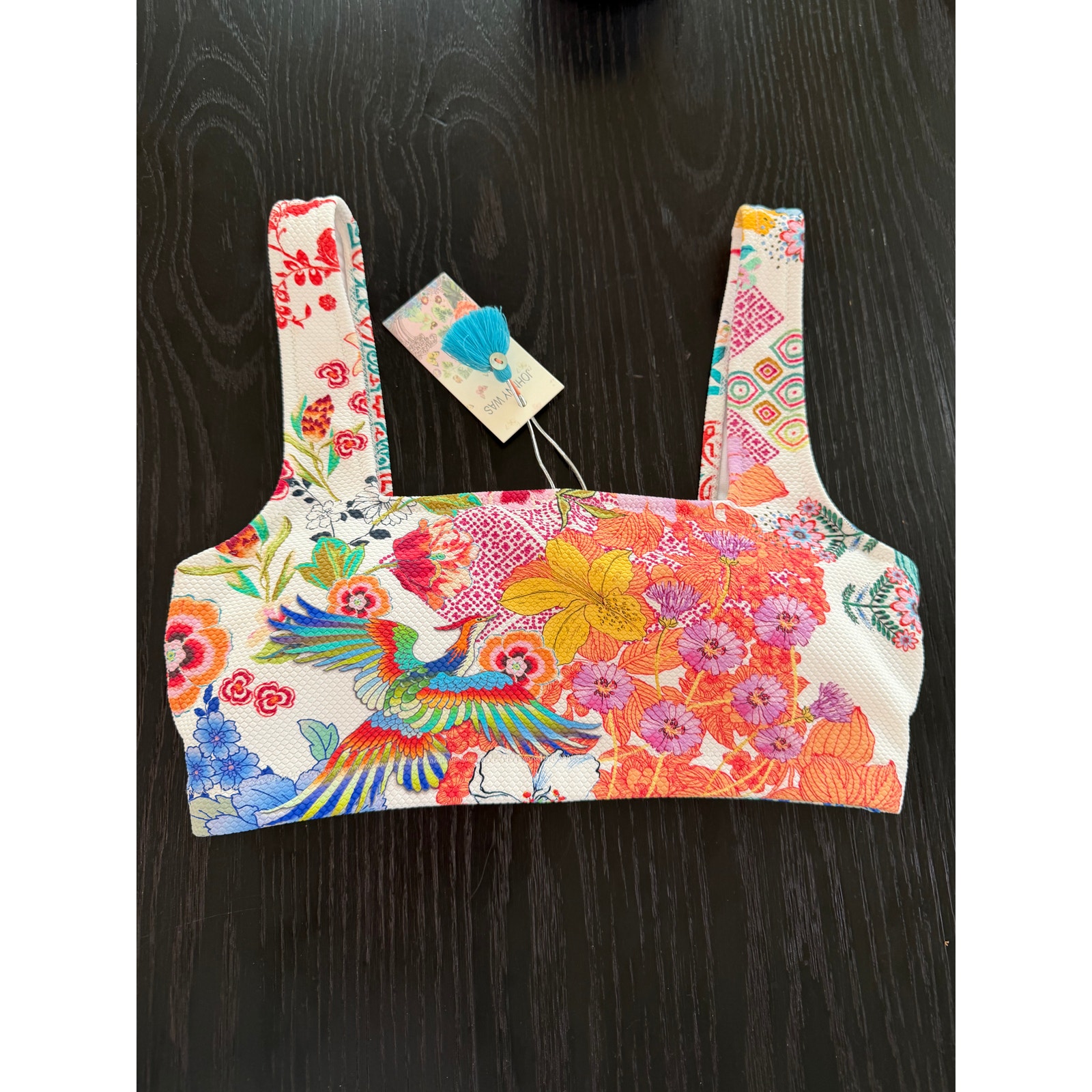 Johnny Was Reverse Pique Square Neck Bikini Top In Paula